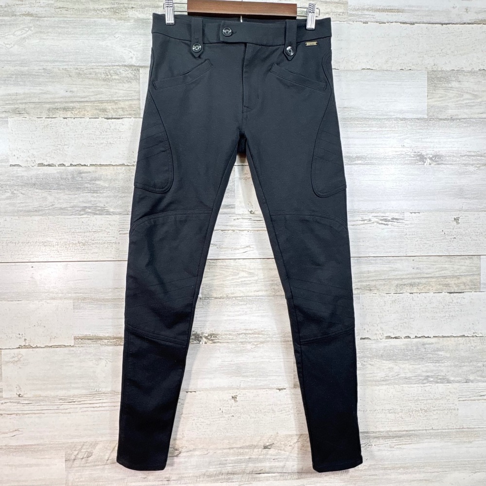 Polo Ralph Lauren Womens Black Equestrian Moto Skinny Pants Ankle Zip Size 6